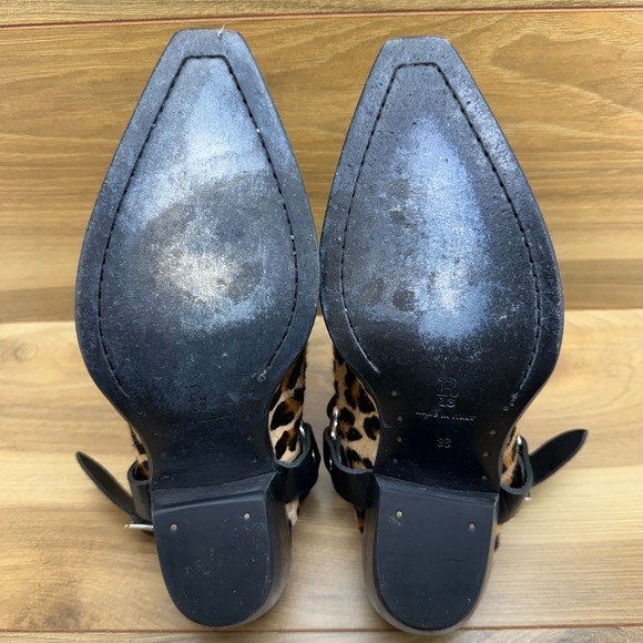 R13 Half Cowboy Boots Leopard Womens 6 EU 36 Harness Buckle Snip Toe Calf Hair - Picture 10 of 10